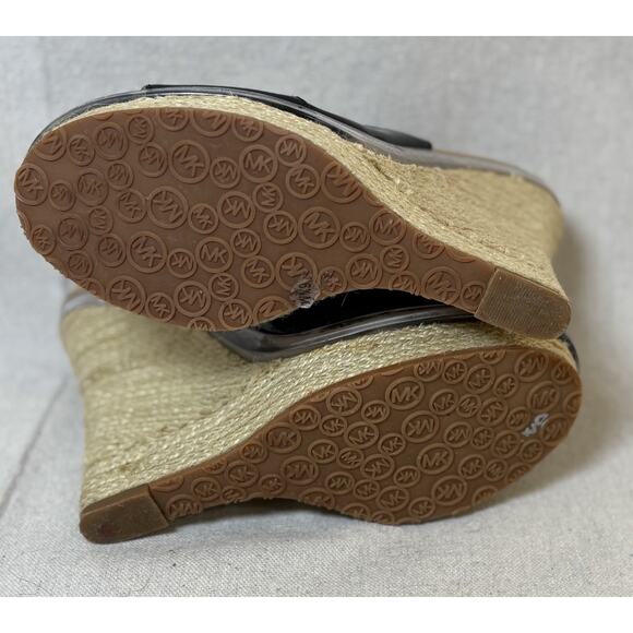 Michael Kors Women's Heels Black Patent Espadrille Wedge Size 6.5 - Picture 6 of 6